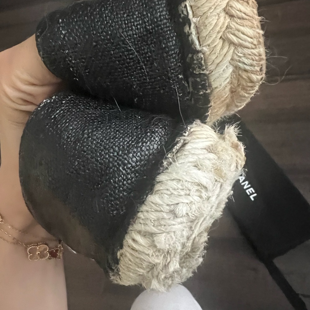 ❤️🔥FLASHSALE!!! Chanel CC Espadrilles Flats Black Size 38 Dust Bag - Picture 11 of 12